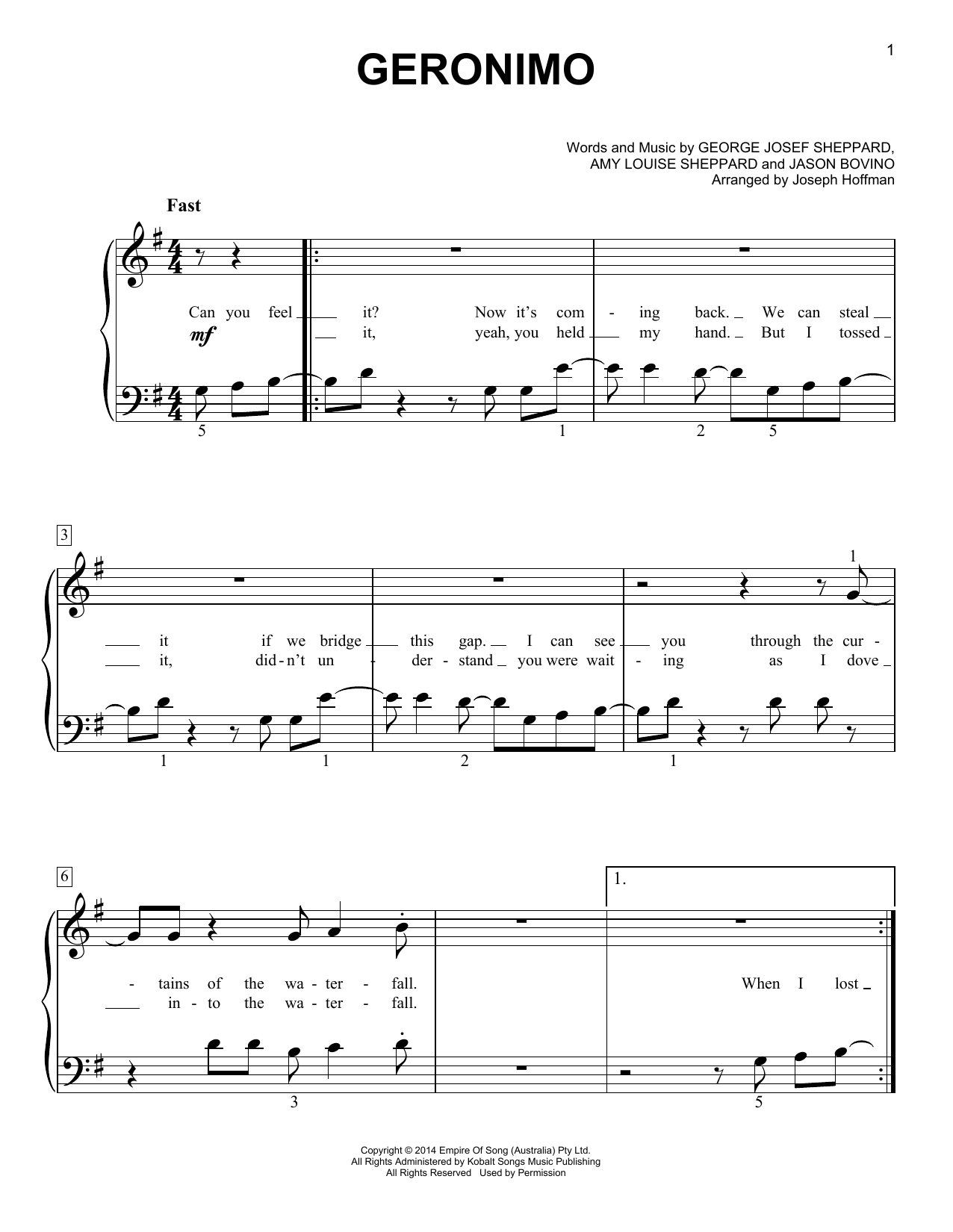 Sheppard Geronimo (arr. Joseph Hoffman) Sheet Music Notes & Chords for Easy Piano - Download or Print PDF