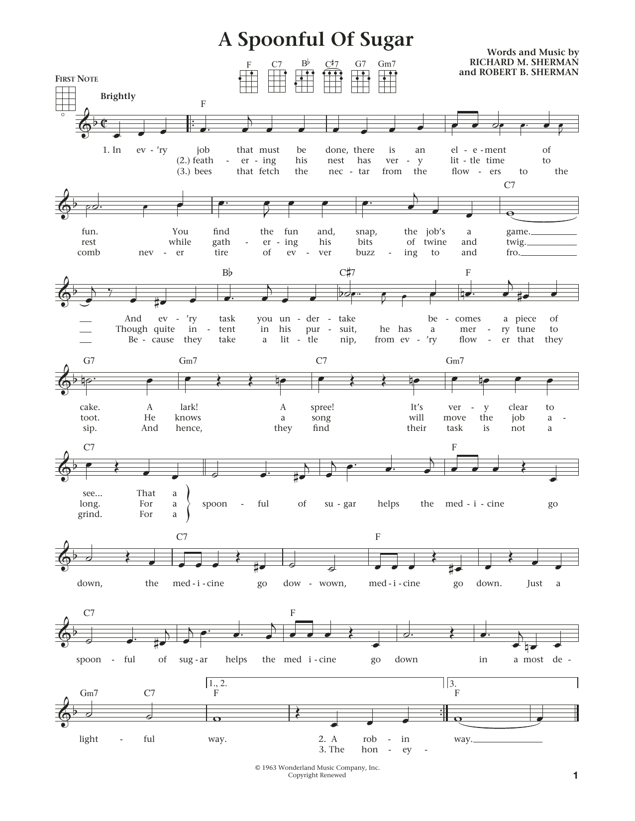 Richard M. Sherman A Spoonful Of Sugar (from The Daily Ukulele) (arr. Liz and Jim Beloff) Sheet Music Notes & Chords for Ukulele - Download or Print PDF