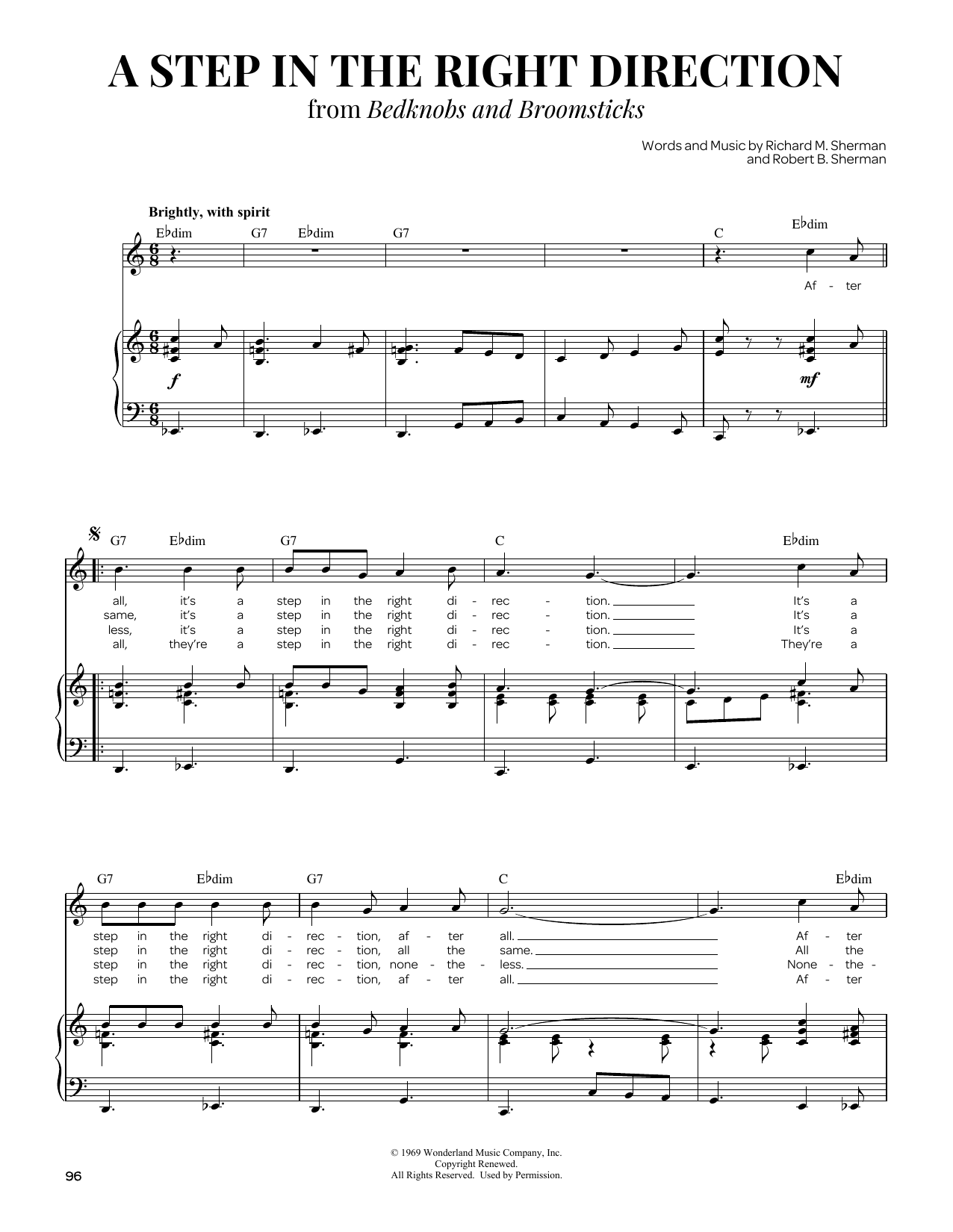 Sherman Brothers A Step In The Right Direction Sheet Music Notes & Chords for Piano & Vocal - Download or Print PDF