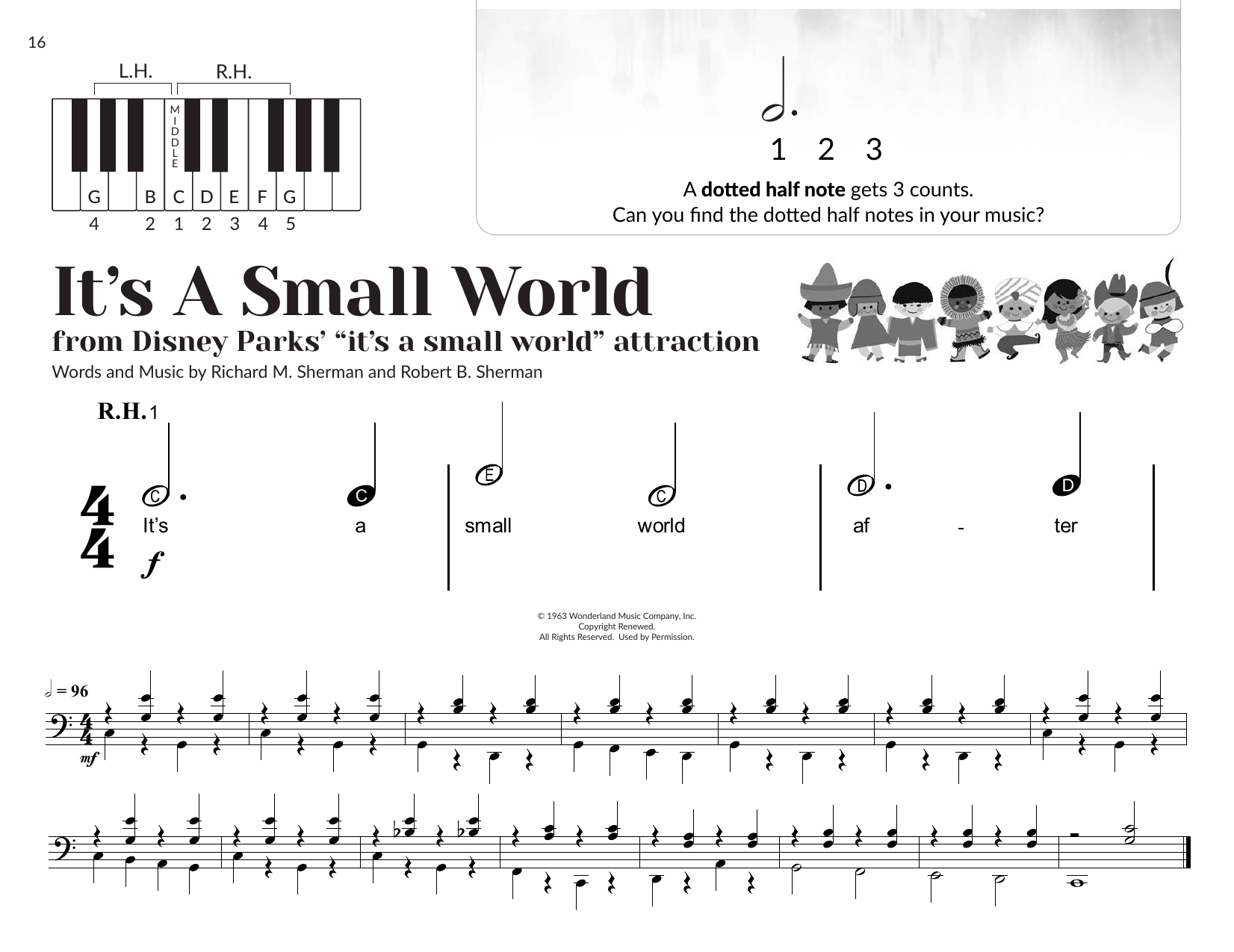 Sherman Brothers It's A Small World (arr. Brittany McCorriston) Sheet Music Notes & Chords for Very Beginner Piano - Download or Print PDF