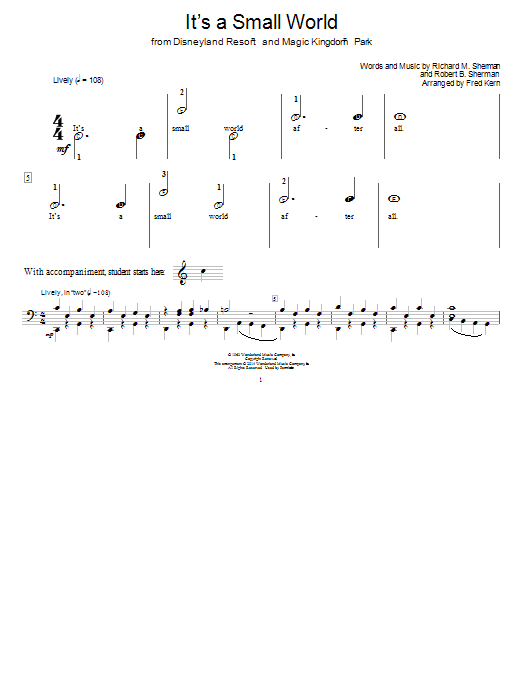 Fred Kern It's A Small World Sheet Music Notes & Chords for Educational Piano - Download or Print PDF