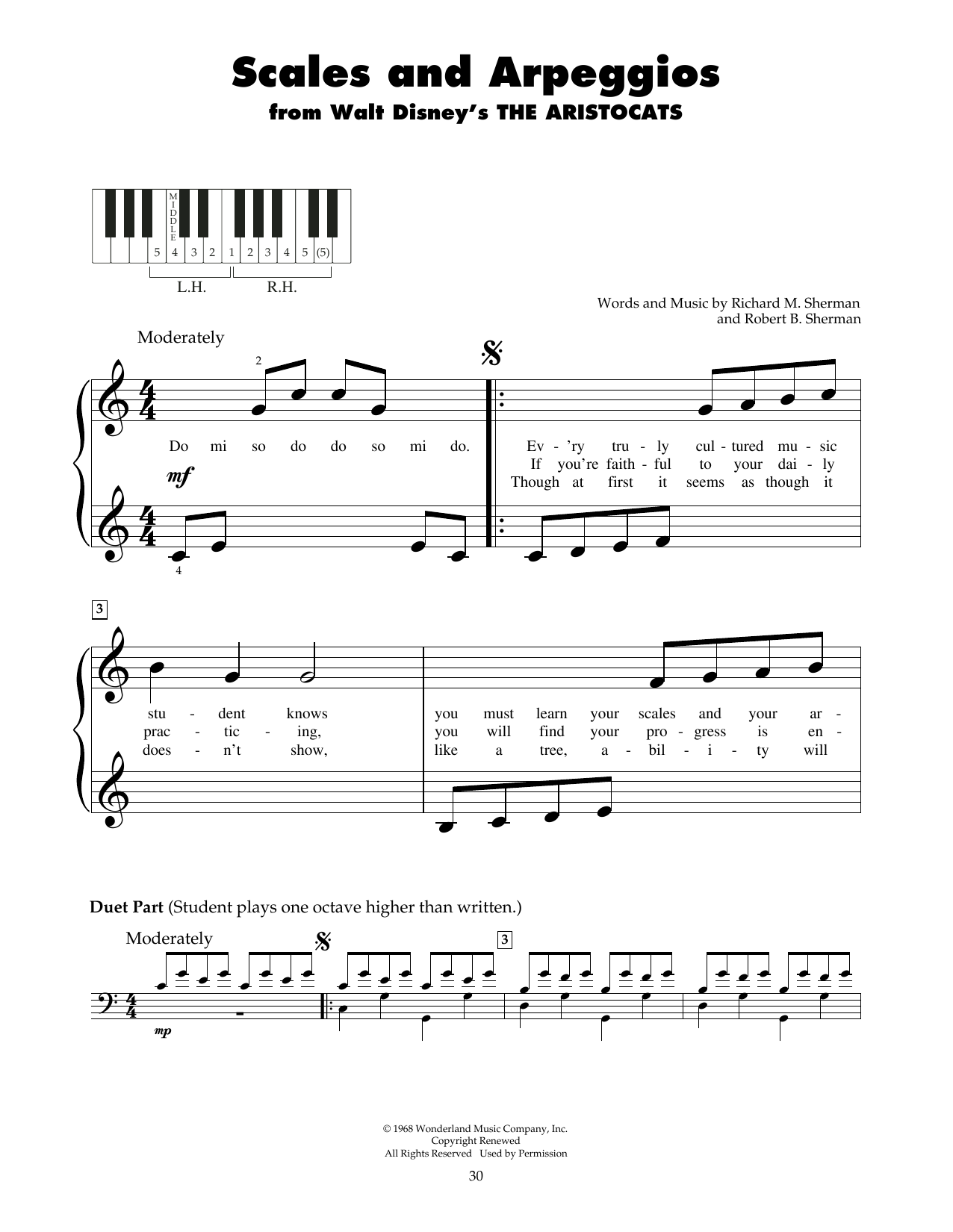 Sherman Brothers Scales And Arpeggios (from The Aristocats) Sheet Music Notes & Chords for 5-Finger Piano - Download or Print PDF