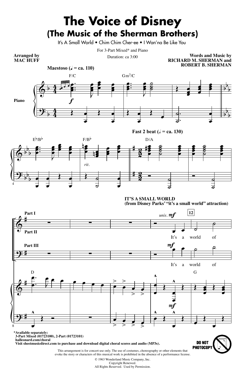 Sherman Brothers The Voice of Disney (The Music of the Sherman Brothers) (Medley) (arr. Mac Huff) Sheet Music Notes & Chords for 3-Part Mixed Choir - Download or Print PDF