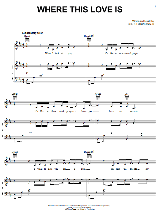 Sherri Youngward Where This Love Is Sheet Music Notes & Chords for Piano, Vocal & Guitar (Right-Hand Melody) - Download or Print PDF Sherri Youngward Where This Love Is Sheet Music Notes & Chords for Piano, Vocal & Guitar (Right-Hand Melody) - Download or Print PDF