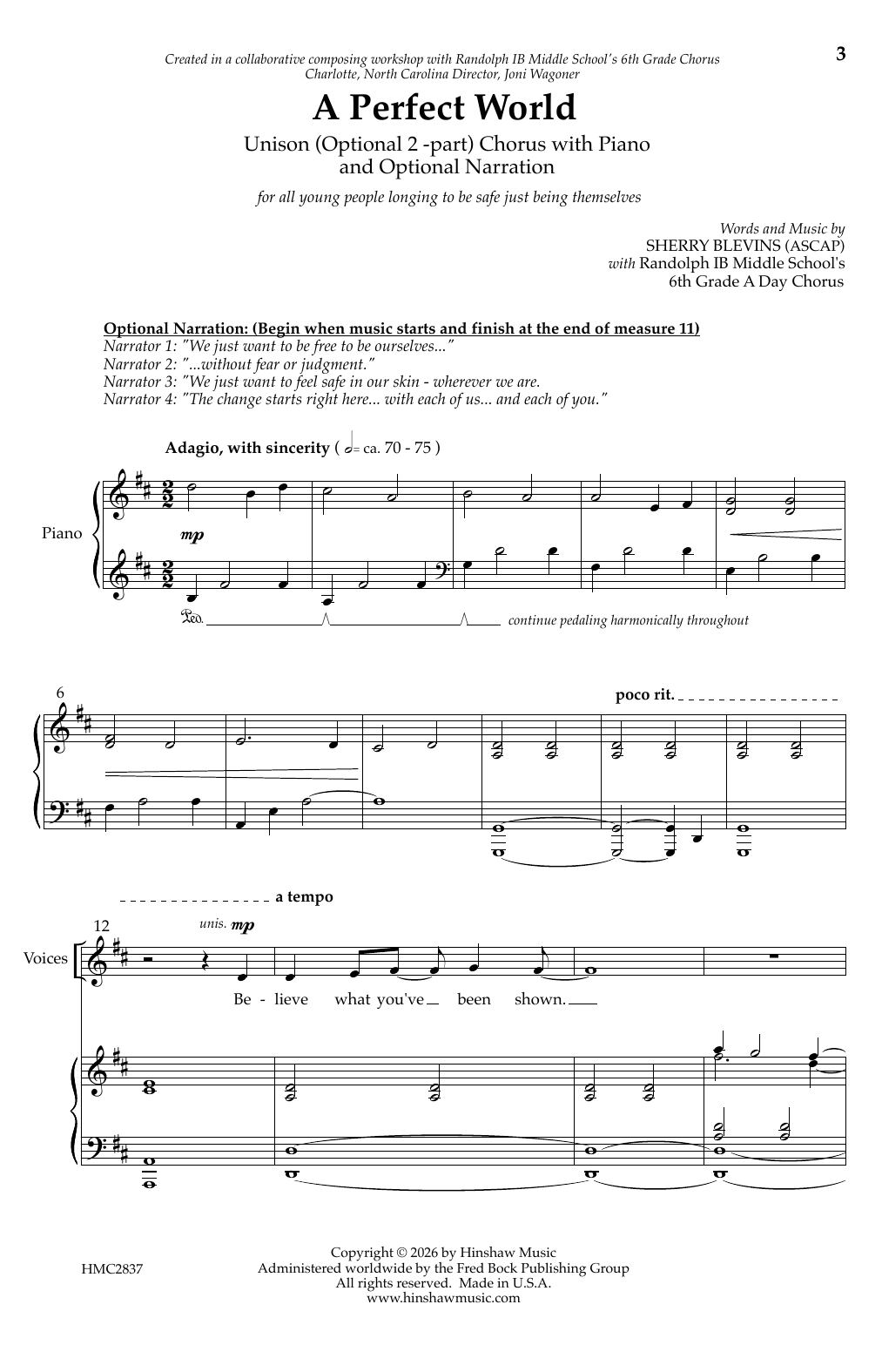 Sherry Blevins A Perfect World Sheet Music Notes & Chords for Choir - Download or Print PDF