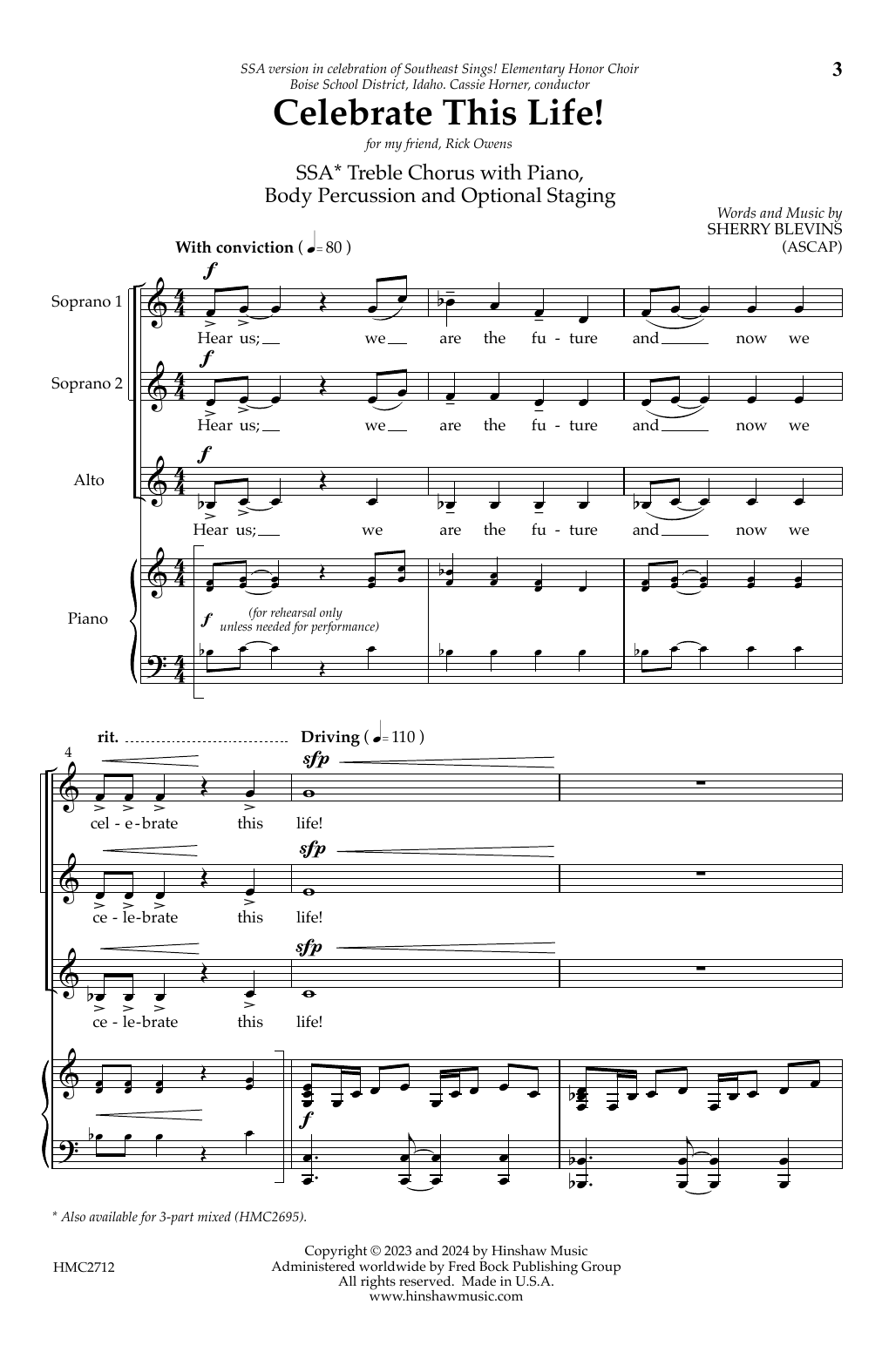 Sherry Blevins Celebrate This Life! Sheet Music Notes & Chords for SATB Choir - Download or Print PDF