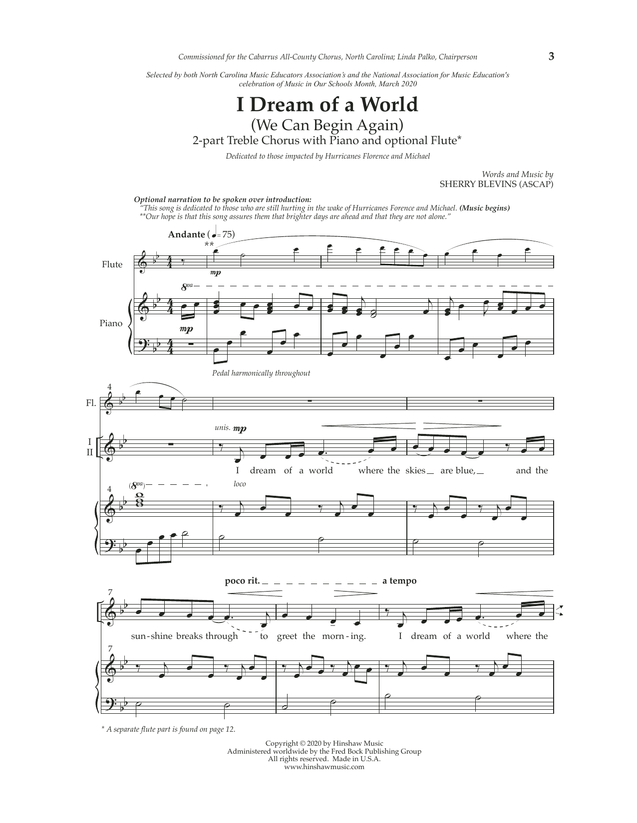 Sherry Blevins I Dream of a World Sheet Music Notes & Chords for 2-Part Choir - Download or Print PDF