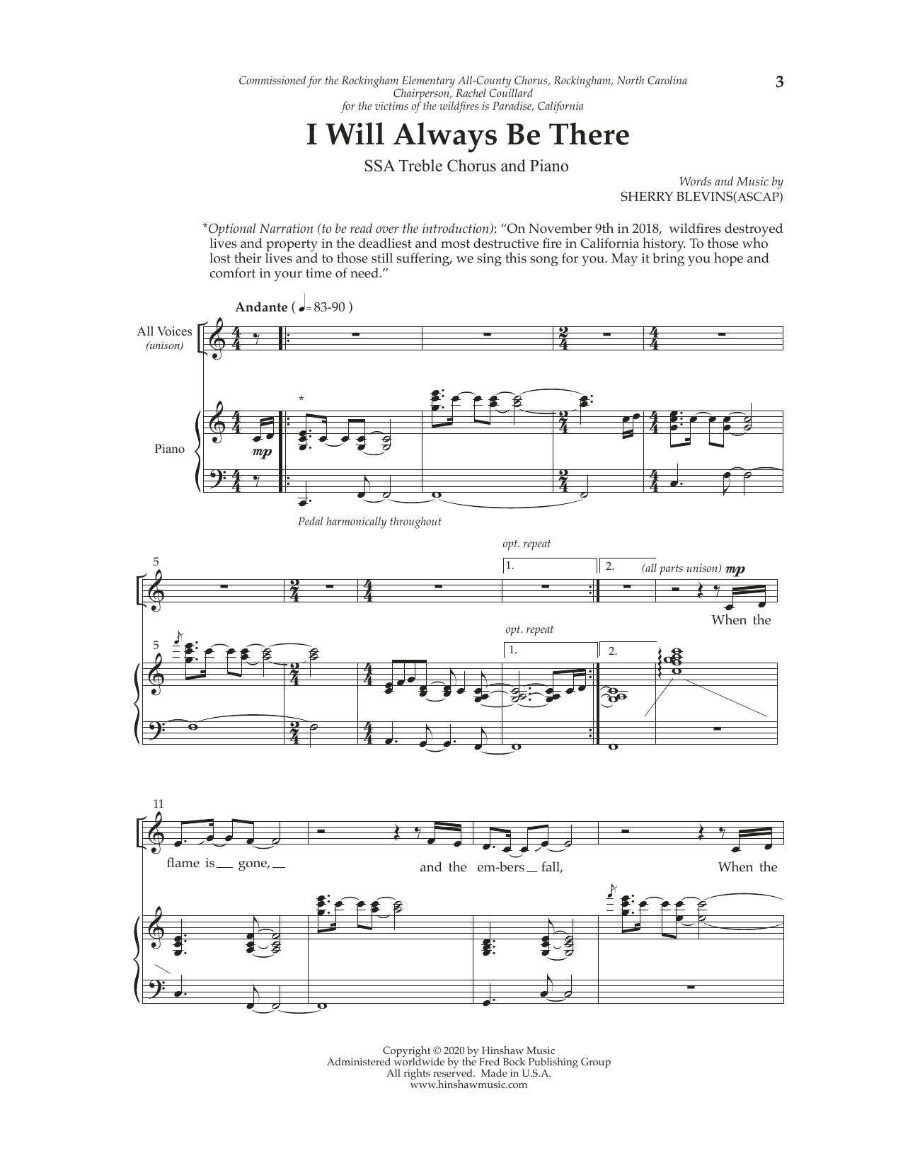Sherry Blevins I Will Always Be There Sheet Music Notes & Chords for 2-Part Choir - Download or Print PDF
