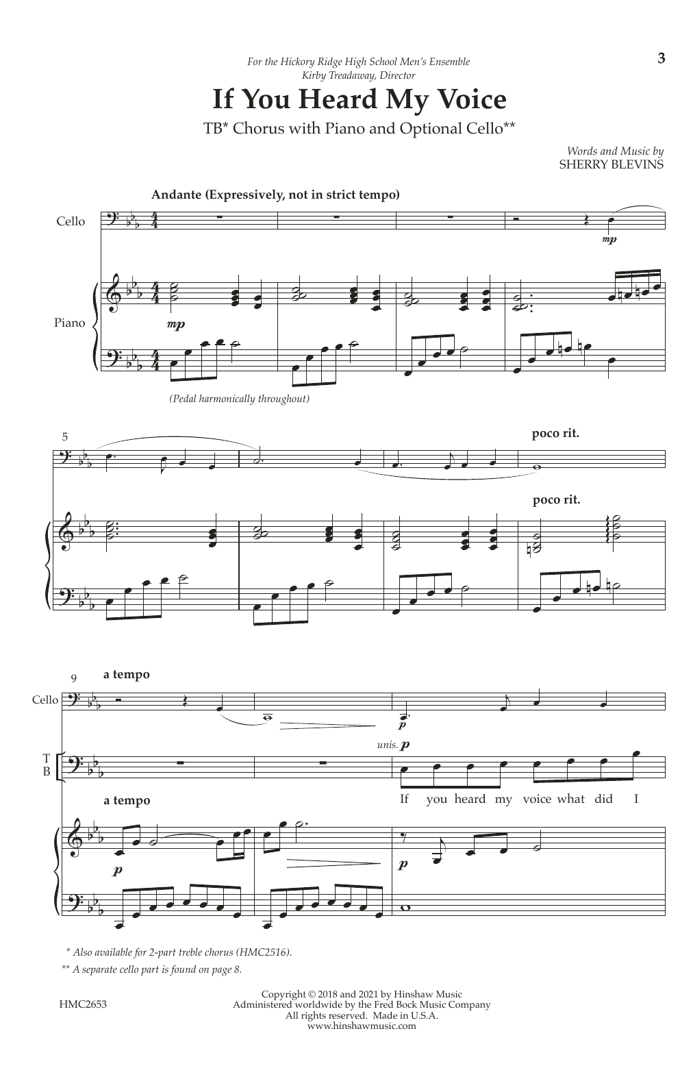 Sherry Blevins If You Heard My Voice Sheet Music Notes & Chords for TB Choir - Download or Print PDF