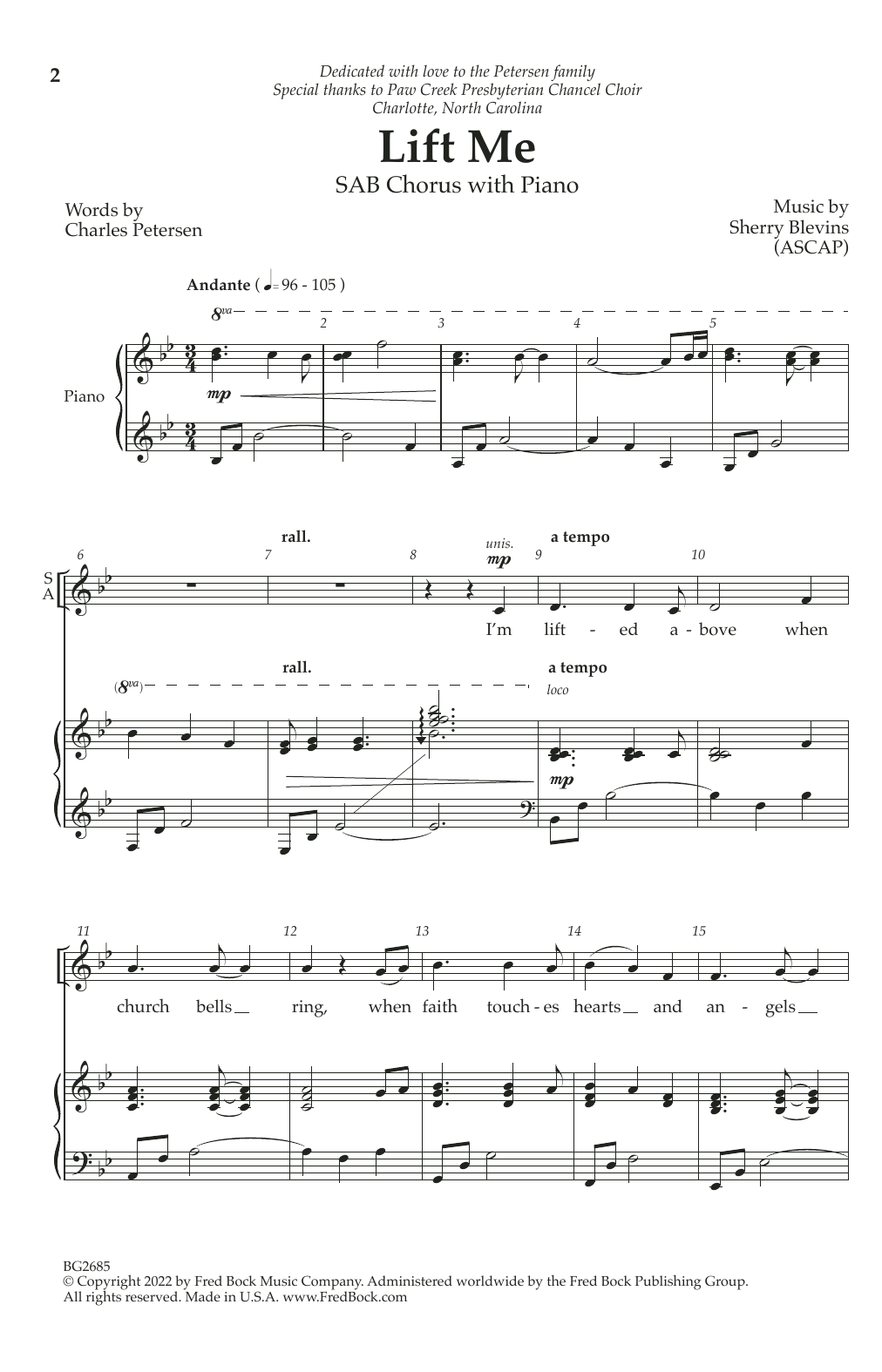 Sherry Blevins Lift Me Sheet Music Notes & Chords for SAB Choir - Download or Print PDF