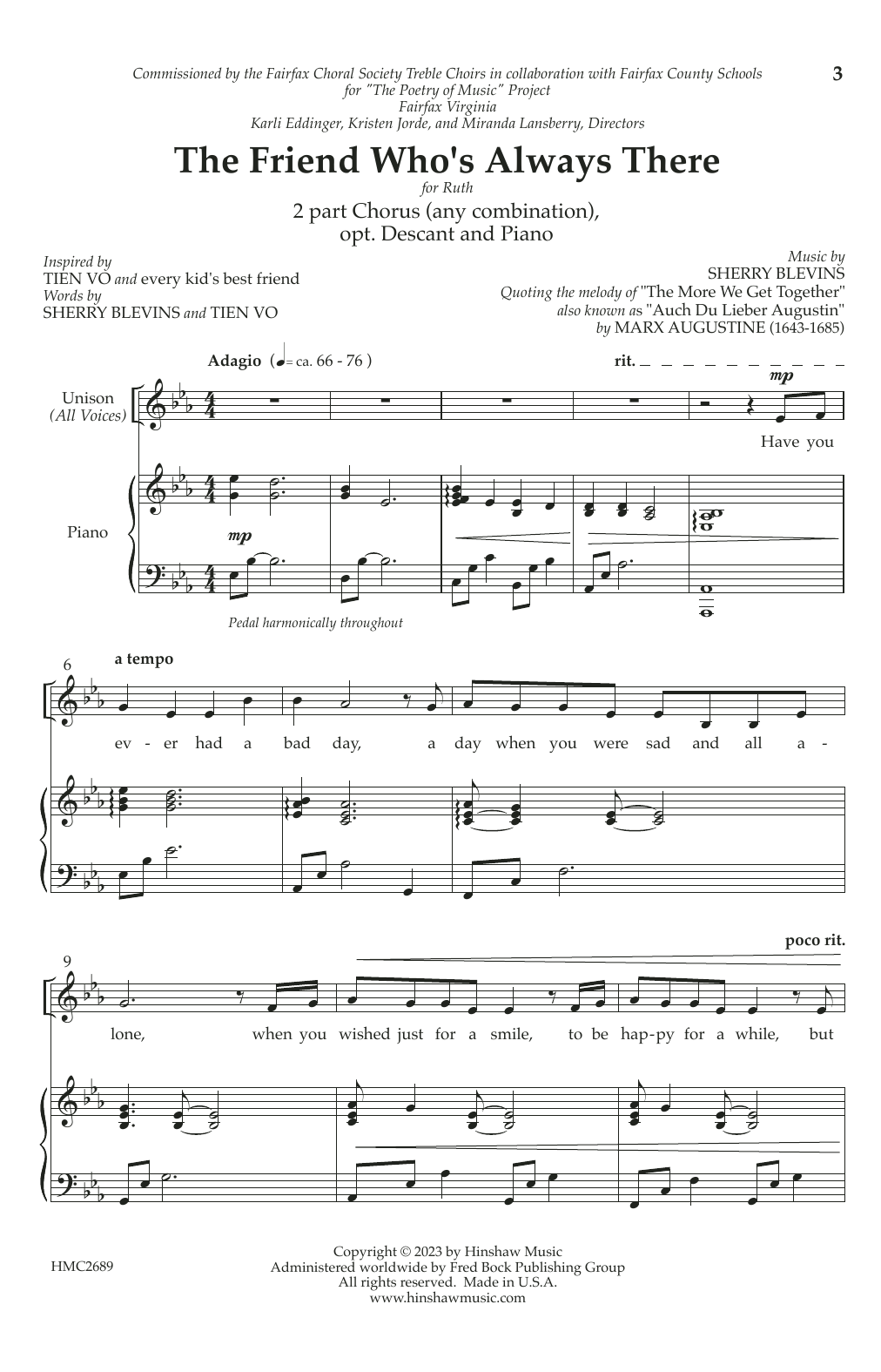 Sherry Blevins The Friend Who's Always There Sheet Music Notes & Chords for 2-Part Choir - Download or Print PDF