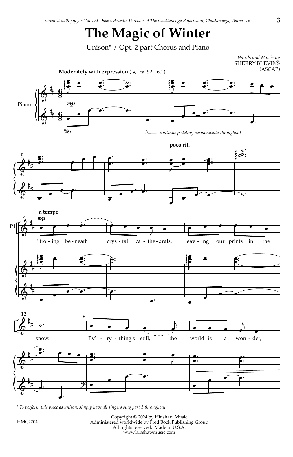 Sherry Blevins The Magic Of Winter Sheet Music Notes & Chords for 2-Part Choir - Download or Print PDF