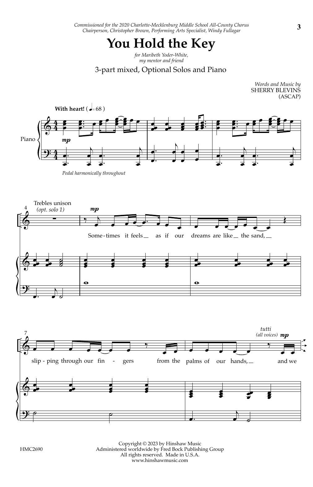 Sherry Blevins You Hold The Key Sheet Music Notes & Chords for SAB Choir - Download or Print PDF