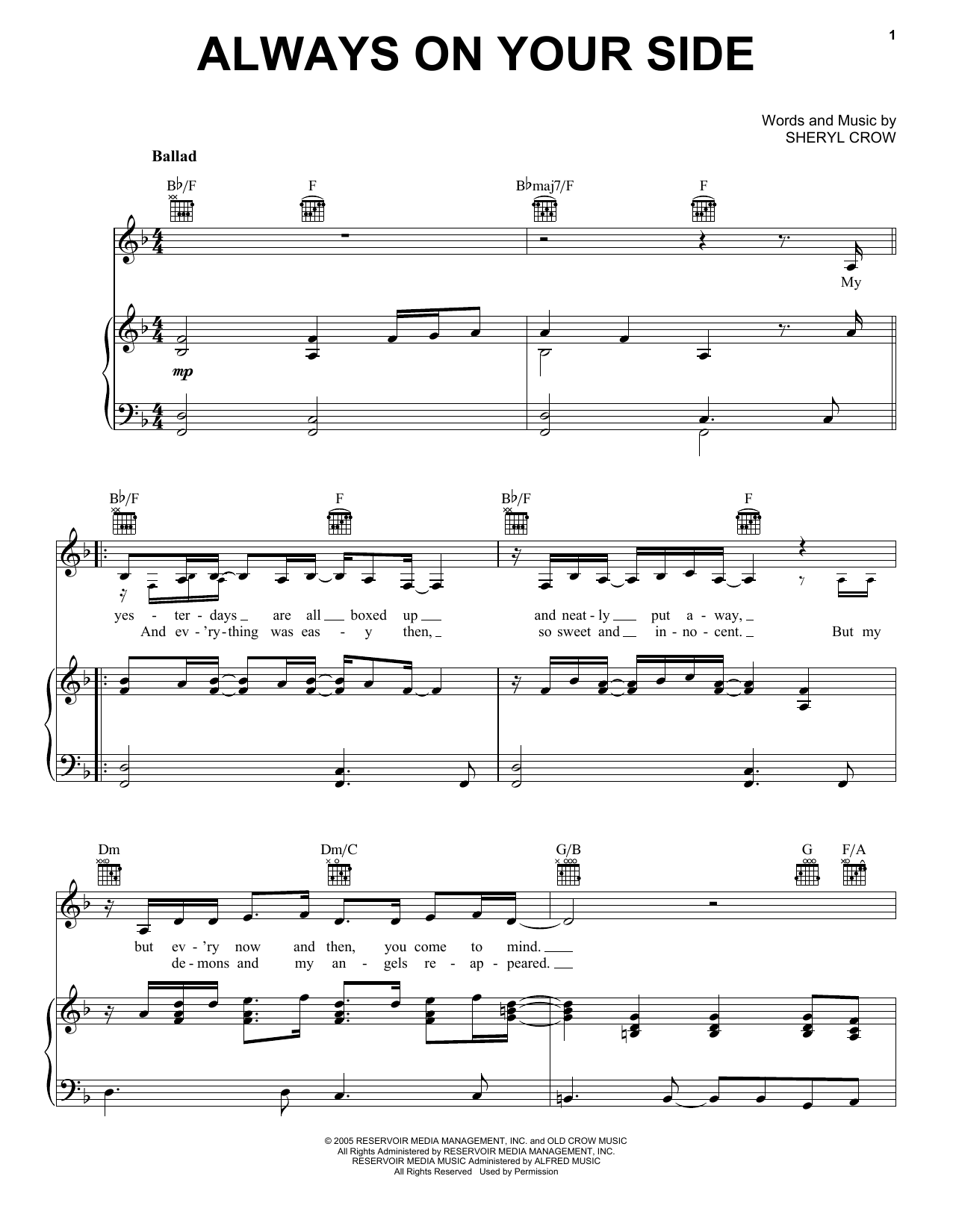 Sheryl Crow and Sting Always On Your Side Sheet Music Notes & Chords for Piano, Vocal & Guitar (Right-Hand Melody) - Download or Print PDF