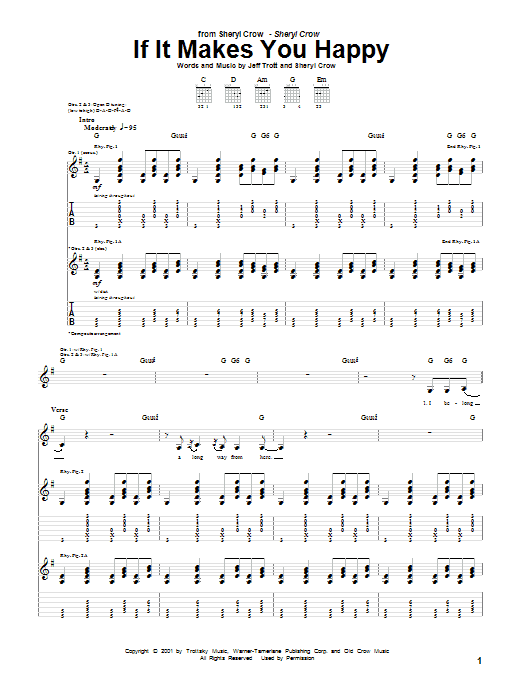 Sheryl Crow If It Makes You Happy Sheet Music Notes & Chords for Easy Guitar - Download or Print PDF