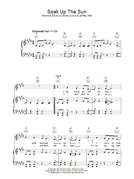 Sheryl Crow Soak Up The Sun Sheet Music Notes & Chords for Easy Guitar Tab - Download or Print PDF