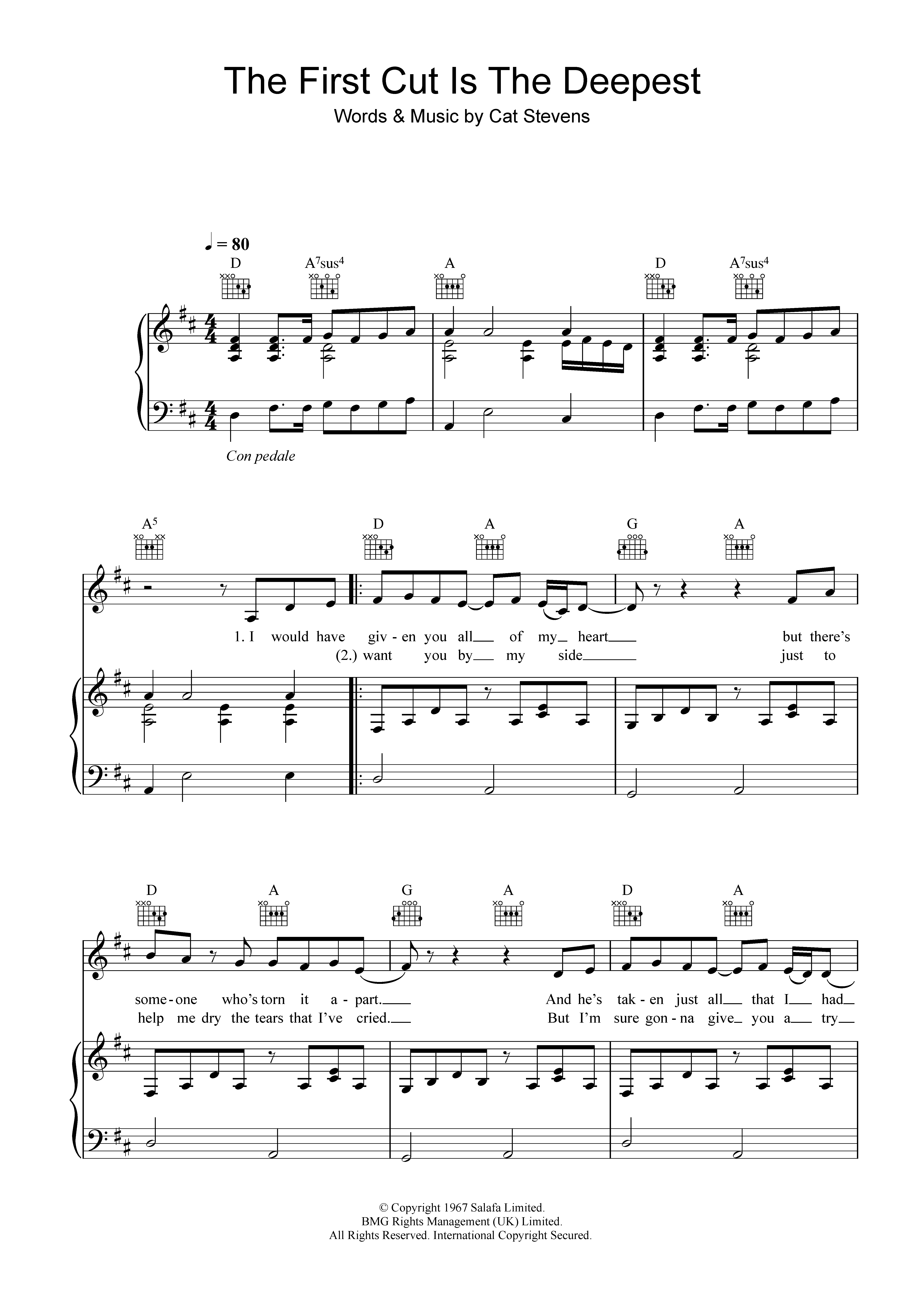 Sheryl Crow The First Cut Is The Deepest Sheet Music Notes & Chords for Easy Guitar - Download or Print PDF