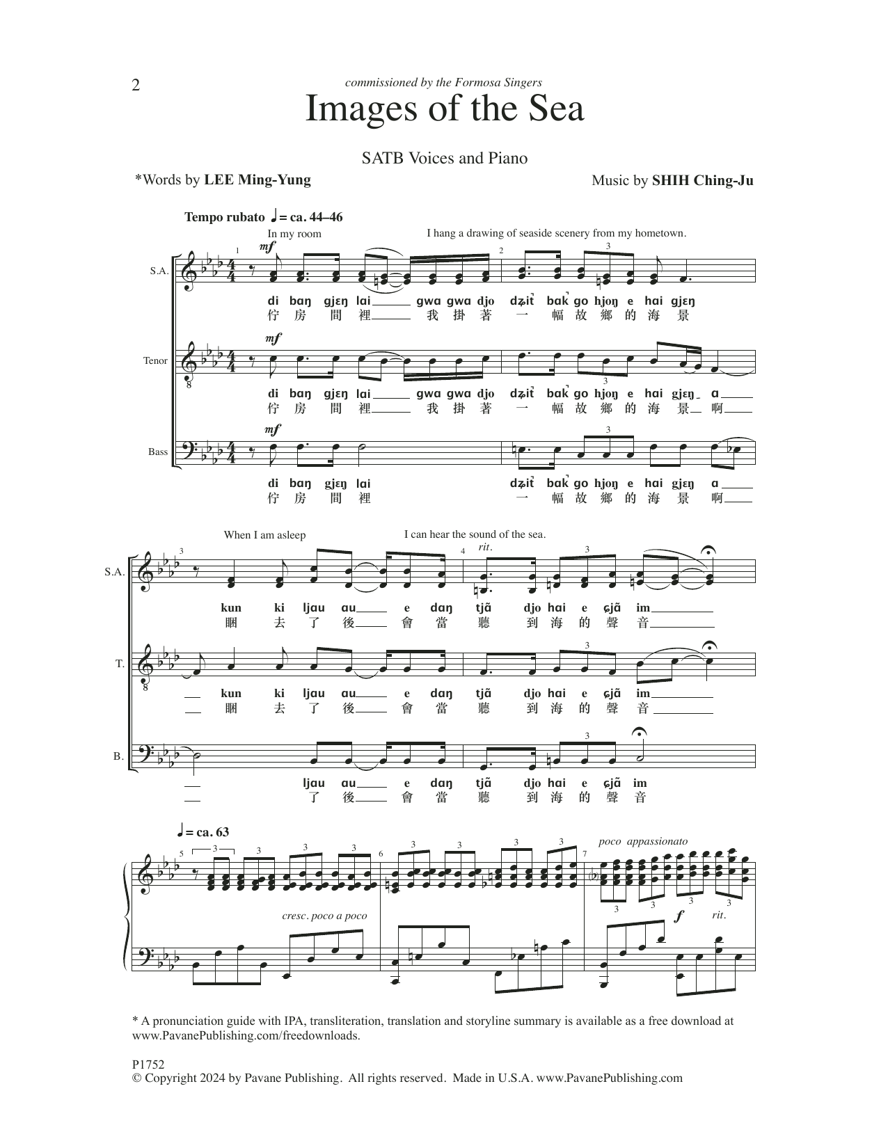 Shih Ching-Ju Images Of The Sea Sheet Music Notes & Chords for SATB Choir - Download or Print PDF