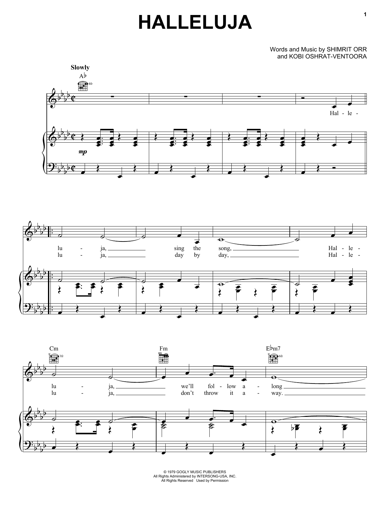 Shimrit Orr Hallelujah Sheet Music Notes & Chords for Piano, Vocal & Guitar Chords (Right-Hand Melody) - Download or Print PDF Shimrit Orr Hallelujah Sheet Music Notes & Chords for Piano, Vocal & Guitar Chords (Right-Hand Melody) - Download or Print PDF