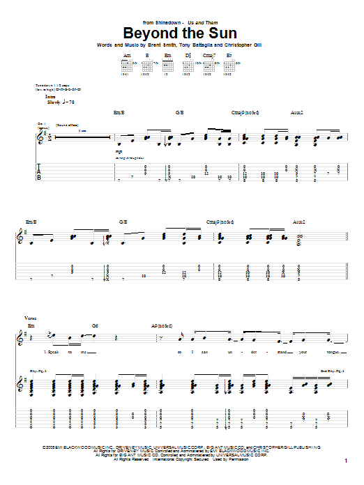 Shinedown Beyond The Sun Sheet Music Notes & Chords for Guitar Tab - Download or Print PDF