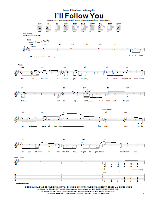 Shinedown I'll Follow You Sheet Music Notes & Chords for Guitar Tab - Download or Print PDF