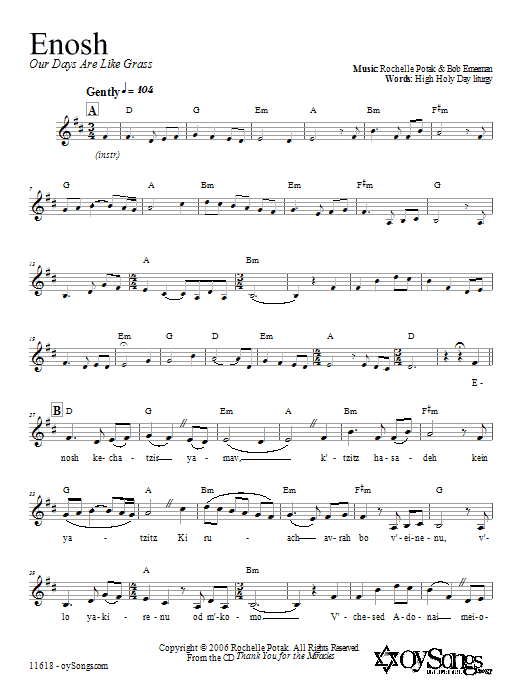 Shir Harmony Enosh Sheet Music Notes & Chords for 2-Part Choir - Download or Print PDF