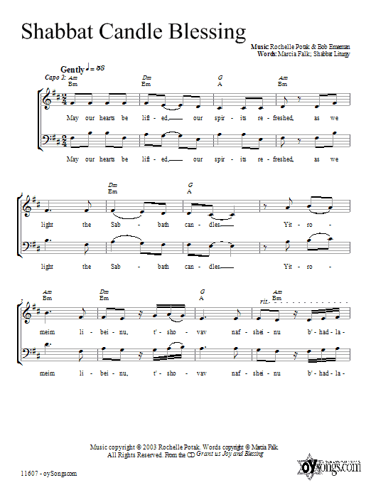 Shir Harmony Shabbat Candle Blessing Sheet Music Notes & Chords for 2-Part Choir - Download or Print PDF