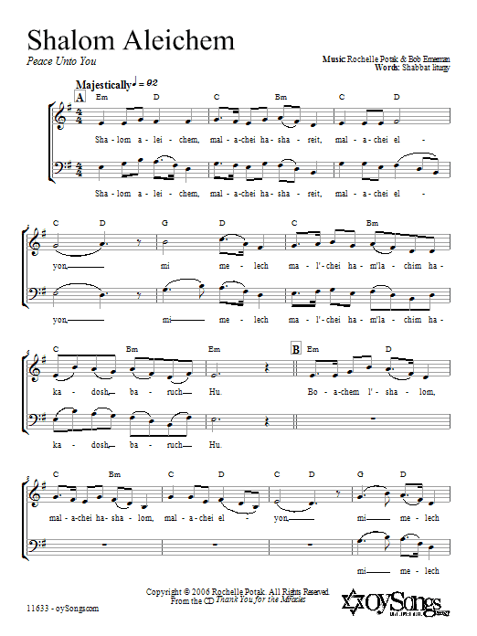 Shir Harmony Shalom Aleichem Sheet Music Notes & Chords for 2-Part Choir - Download or Print PDF