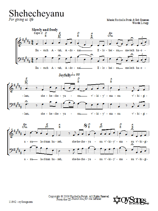 Shir Harmony Shehecheyanu Sheet Music Notes & Chords for 2-Part Choir - Download or Print PDF