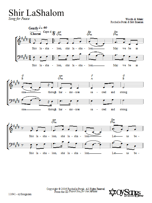 Shir Harmony Shir LaShalom Sheet Music Notes & Chords for 2-Part Choir - Download or Print PDF
