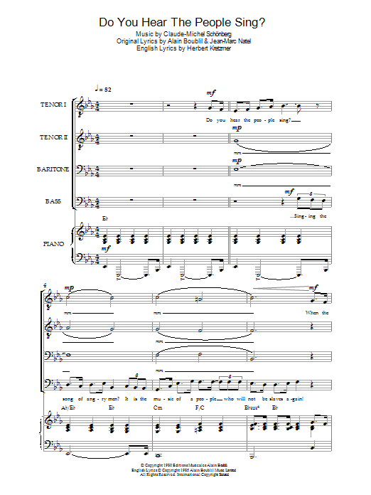 Shirley Bassey Do You Hear The People Sing? (from Les Miserables) Sheet Music Notes & Chords for TTBB - Download or Print PDF