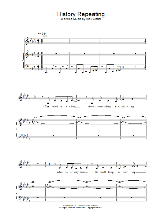 Shirley Bassey History Repeating Sheet Music Notes & Chords for Lyrics & Piano Chords - Download or Print PDF