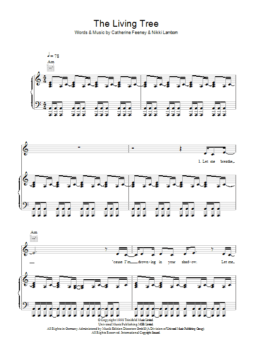 Shirley Bassey The Living Tree Sheet Music Notes & Chords for Piano, Vocal & Guitar - Download or Print PDF Shirley Bassey The Living Tree Sheet Music Notes & Chords for Piano, Vocal & Guitar - Download or Print PDF