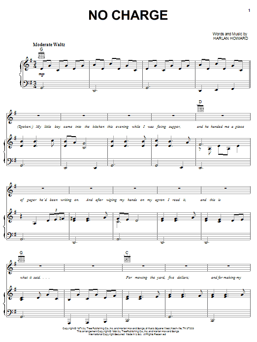 Shirley Caesar No Charge Sheet Music Notes & Chords for Piano, Vocal & Guitar (Right-Hand Melody) - Download or Print PDF