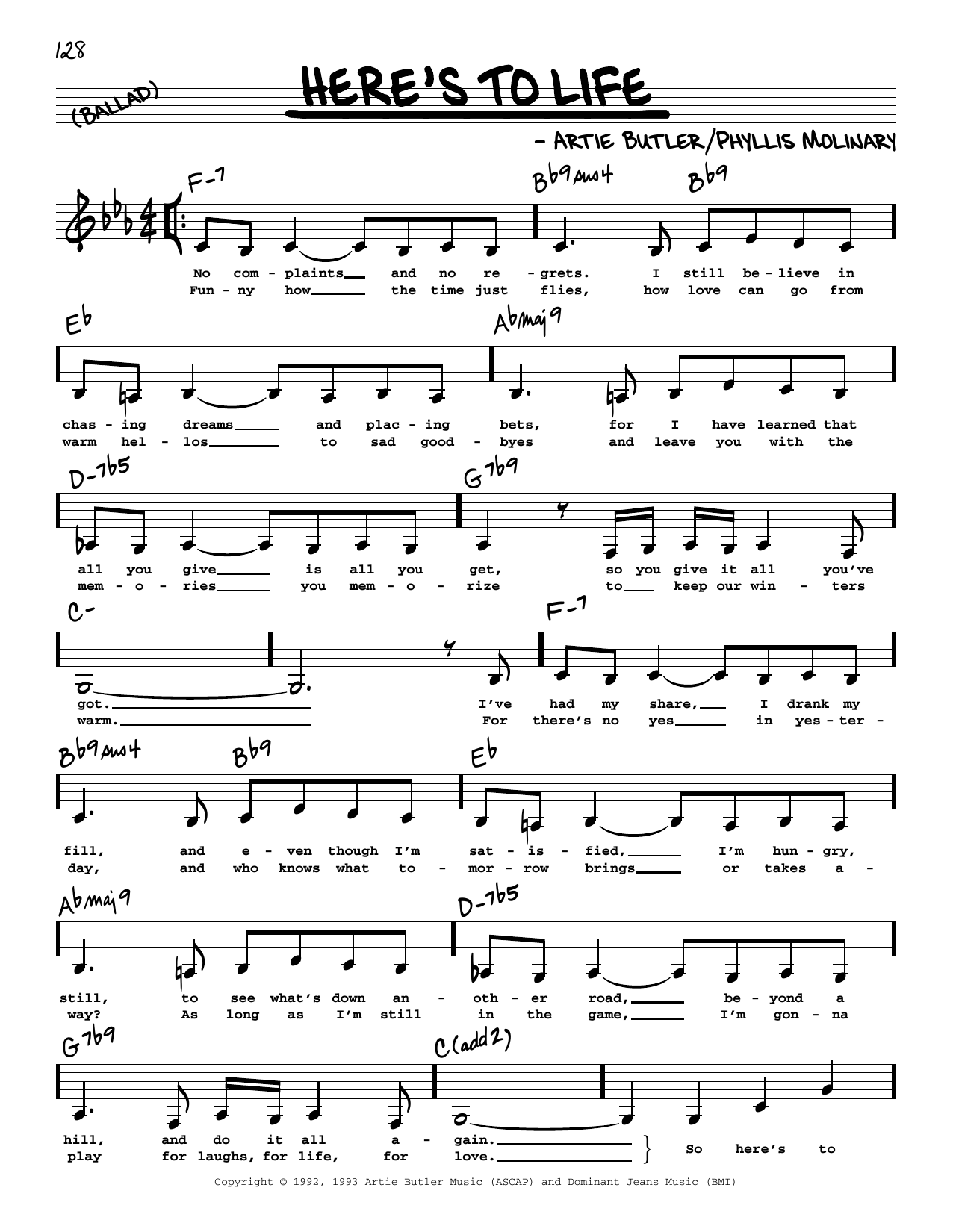 Shirley Horn Here's To Life (Low Voice) Sheet Music Notes & Chords for Real Book – Melody, Lyrics & Chords - Download or Print PDF