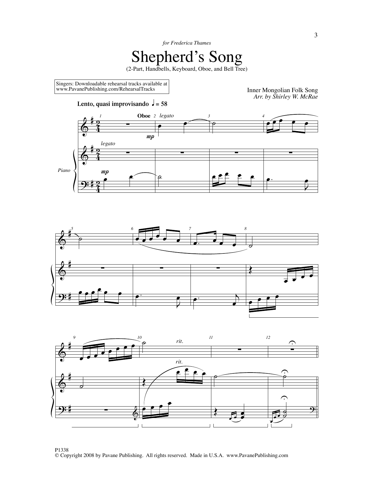 Shirley W. McRae Shepherd's Song Sheet Music Notes & Chords for 2-Part Choir - Download or Print PDF
