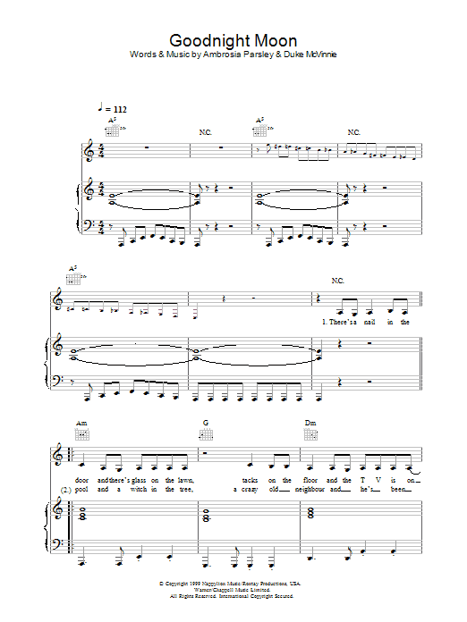 Shivaree Goodnight Moon (from Kill Bill Vol. 2) Sheet Music Notes & Chords for Piano, Vocal & Guitar - Download or Print PDF