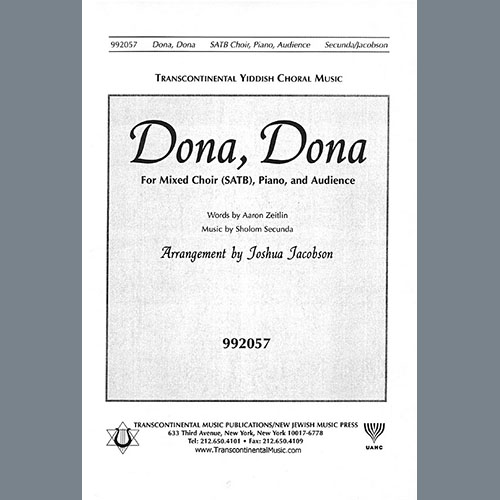 Sholom Secunda, Dona, Dona (arr. Joshua Jacobson), SATB Choir