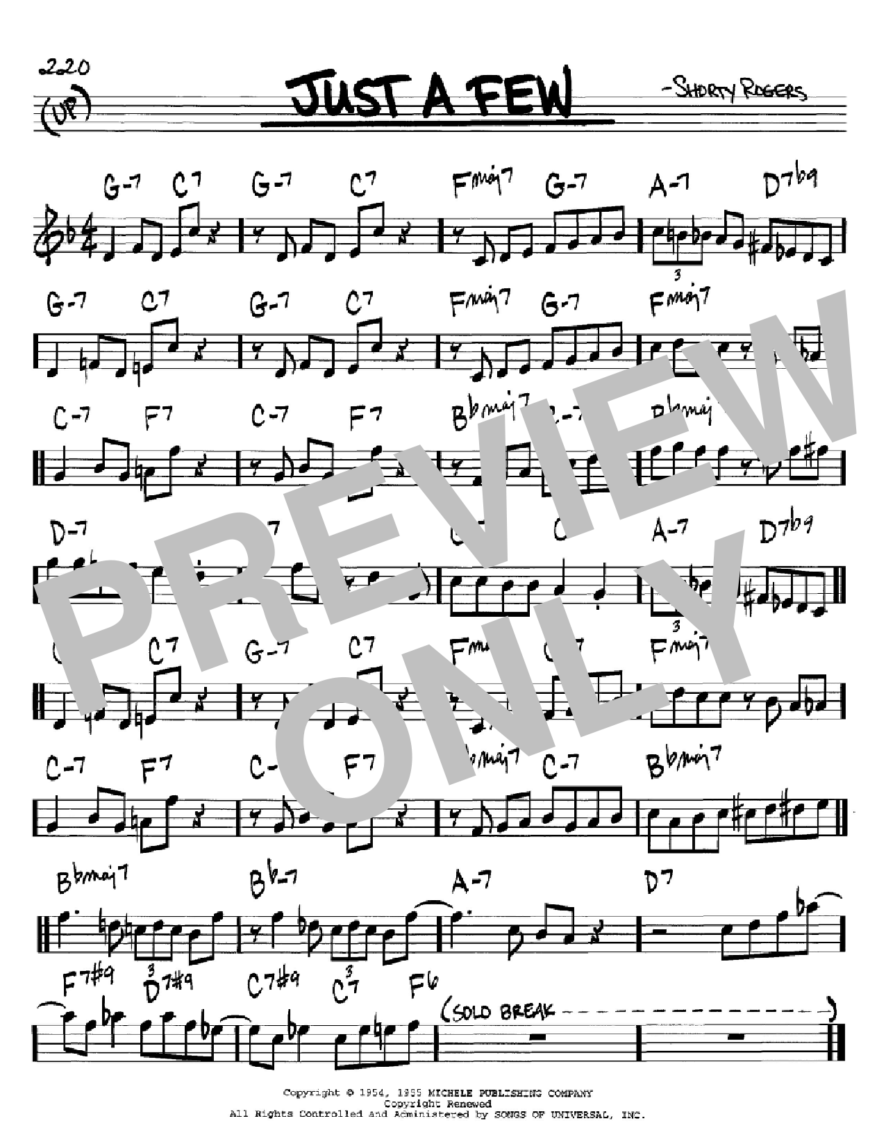 Shorty Rogers Just A Few Sheet Music Notes & Chords for Real Book – Melody & Chords - Download or Print PDF