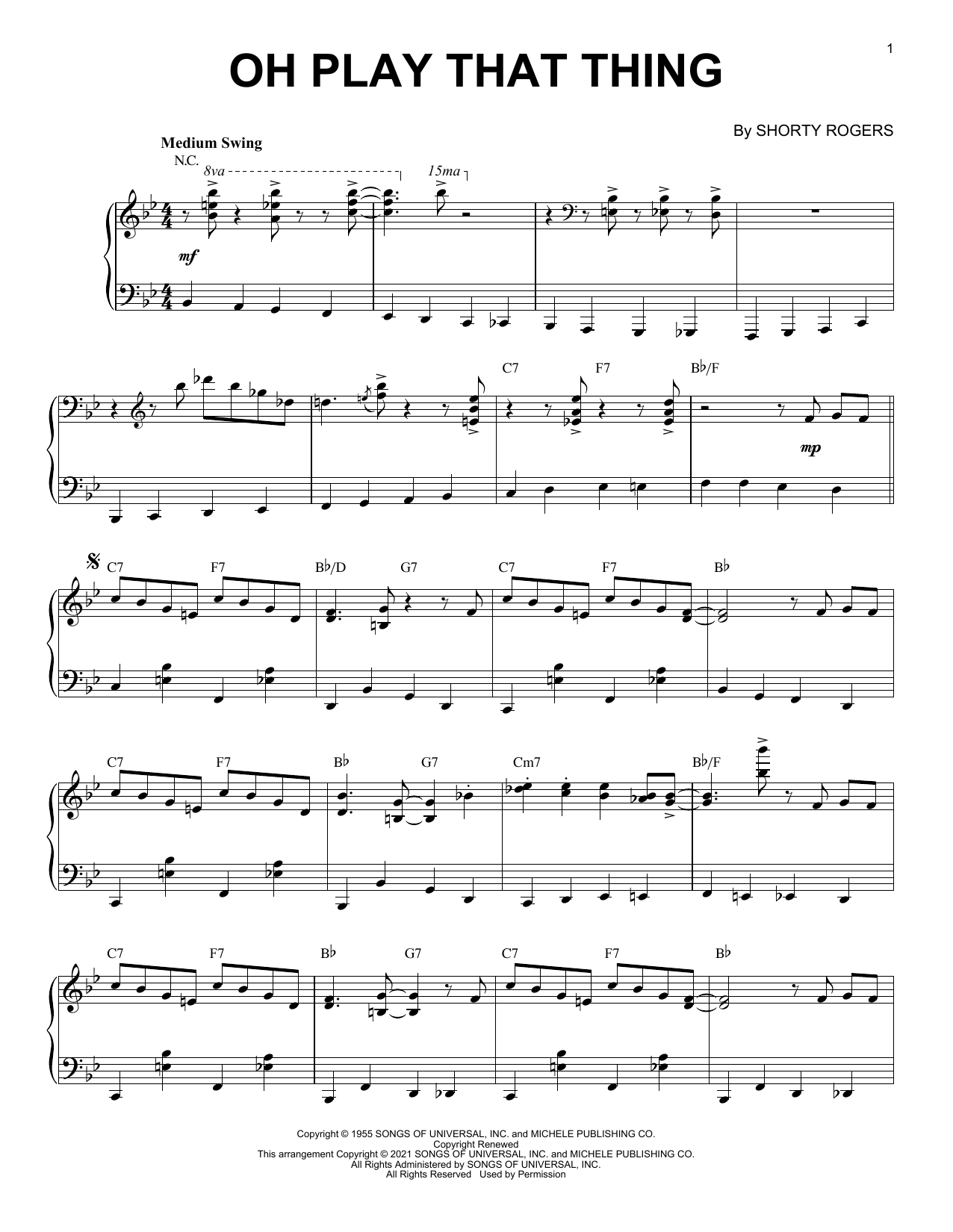 Shorty Rogers Oh Play That Thing [Jazz version] (arr. Brent Edstrom) Sheet Music Notes & Chords for Piano Solo - Download or Print PDF