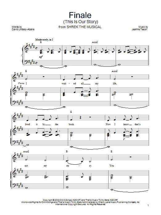 Shrek The Musical Finale (This Is Our Story) Sheet Music Notes & Chords for Piano, Vocal & Guitar (Right-Hand Melody) - Download or Print PDF