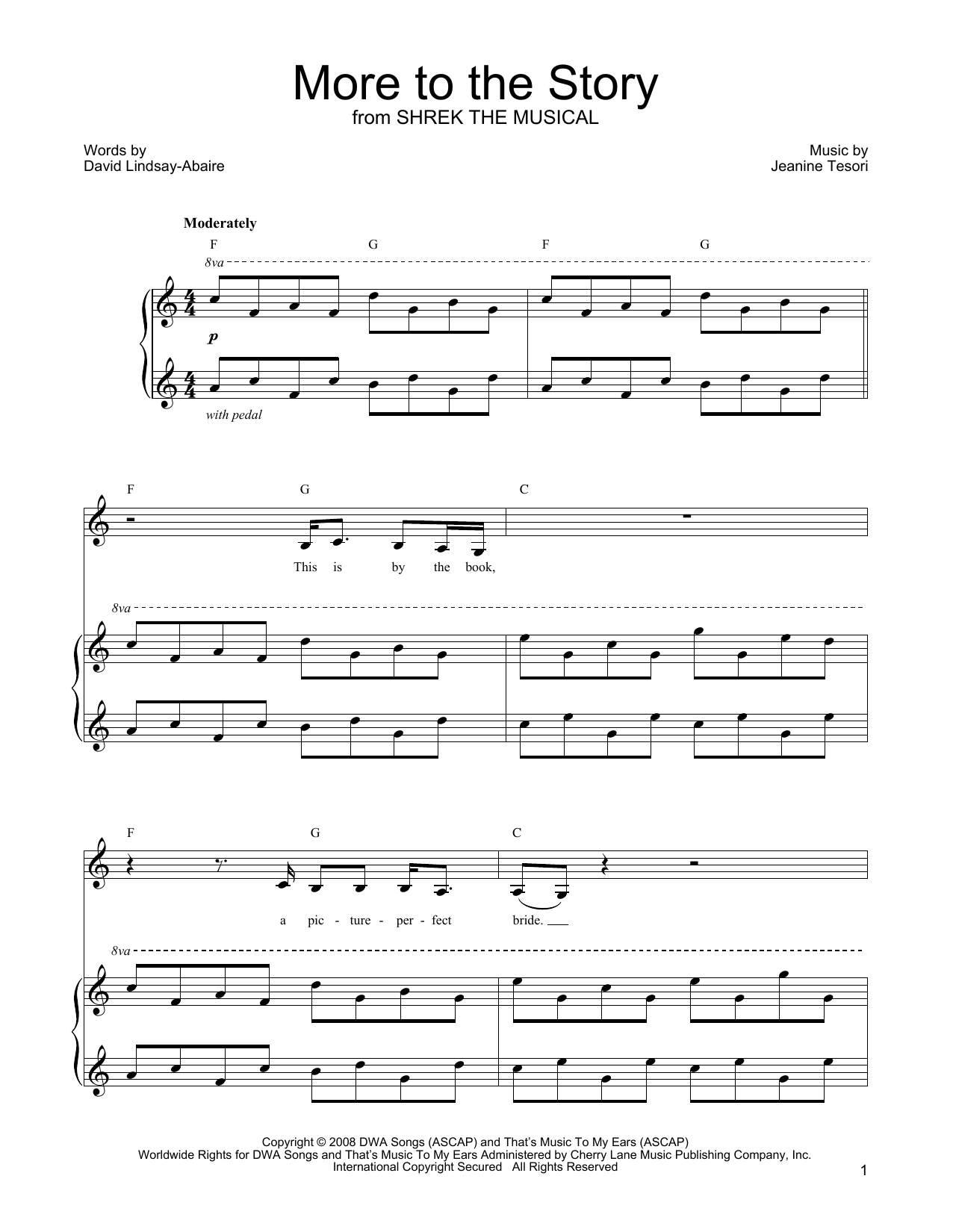 Shrek The Musical More To The Story Sheet Music Notes & Chords for Piano, Vocal & Guitar (Right-Hand Melody) - Download or Print PDF