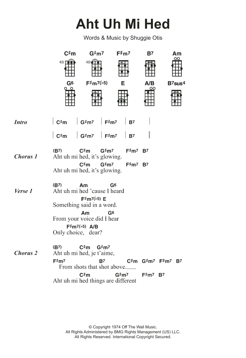 Shuggie Otis Aht Uh Mi Hed Sheet Music Notes & Chords for Ukulele - Download or Print PDF