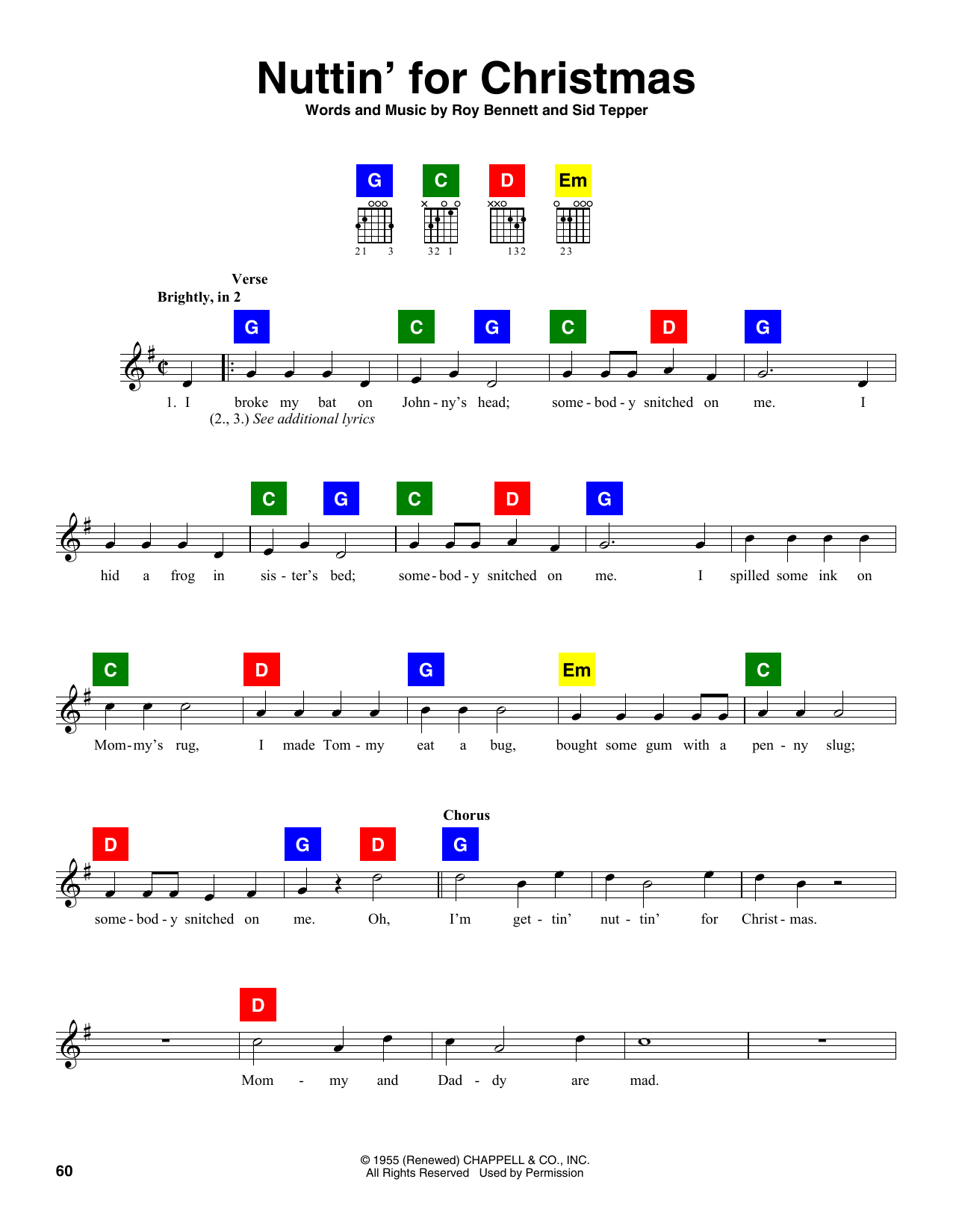 Sid Tepper and Roy Bennett Nuttin' For Christmas Sheet Music Notes & Chords for Chord Buddy - Download or Print PDF