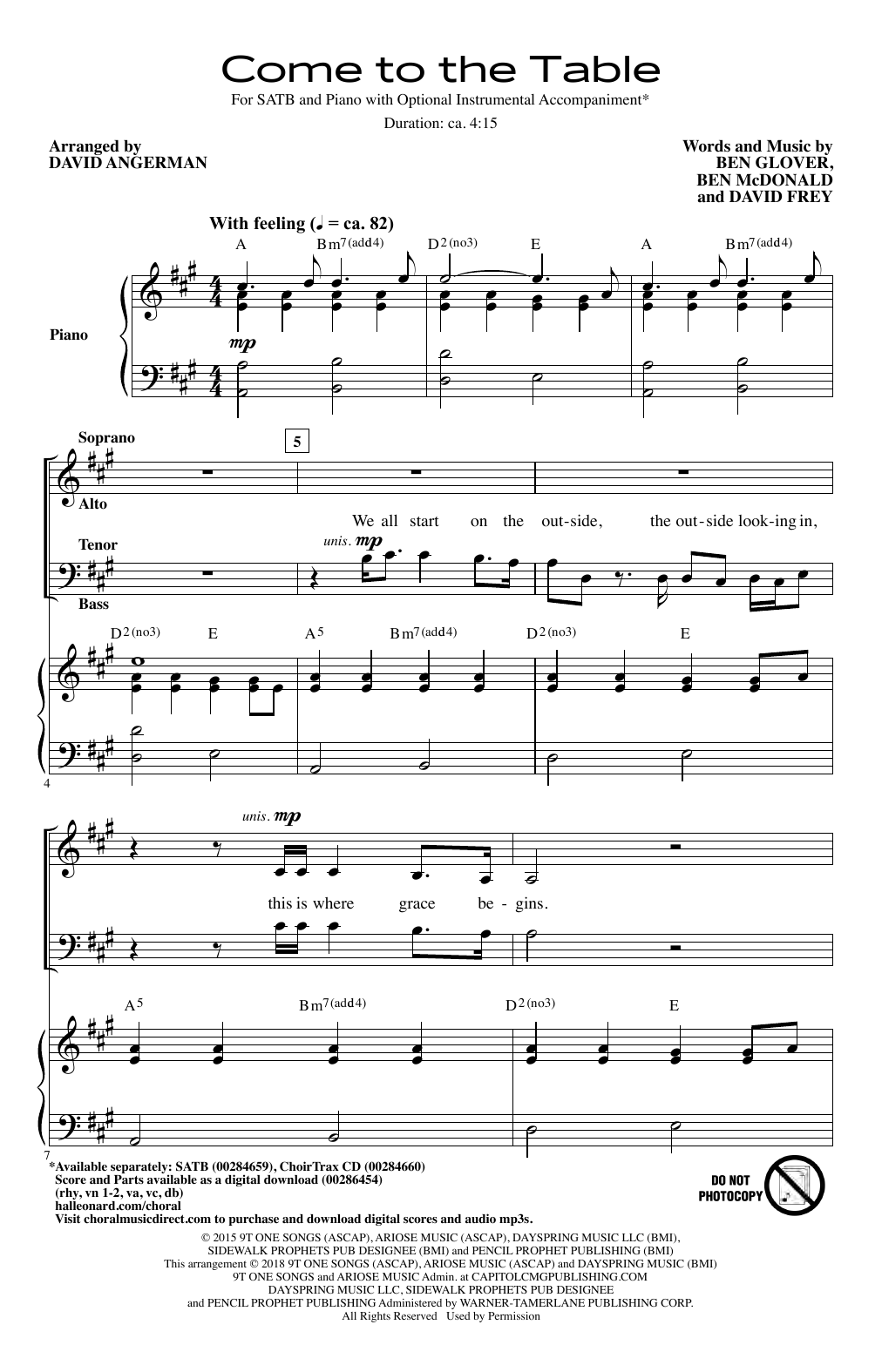 Sidewalk Prophets Come To The Table (arr. David Angerman) Sheet Music Notes & Chords for SATB Choir - Download or Print PDF