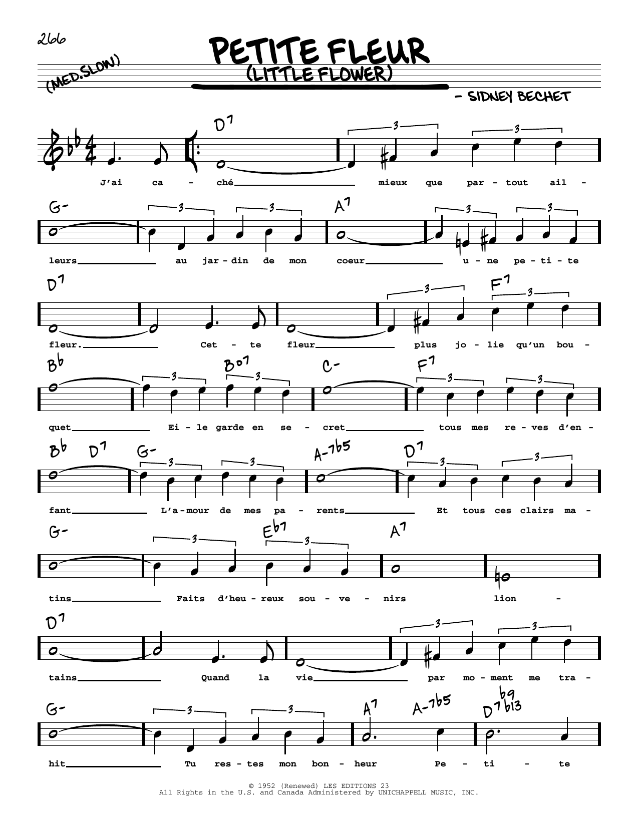 Sidney Bechet Petite Fleur (arr. Robert Rawlins) Sheet Music Notes & Chords for Real Book – Melody, Lyrics & Chords - Download or Print PDF