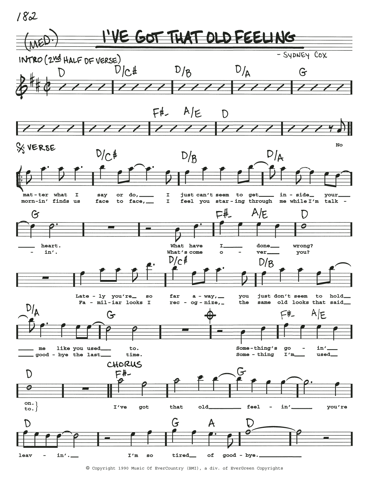 Sidney Cox I've Got That Old Feeling Sheet Music Notes & Chords for Real Book – Melody, Lyrics & Chords - Download or Print PDF