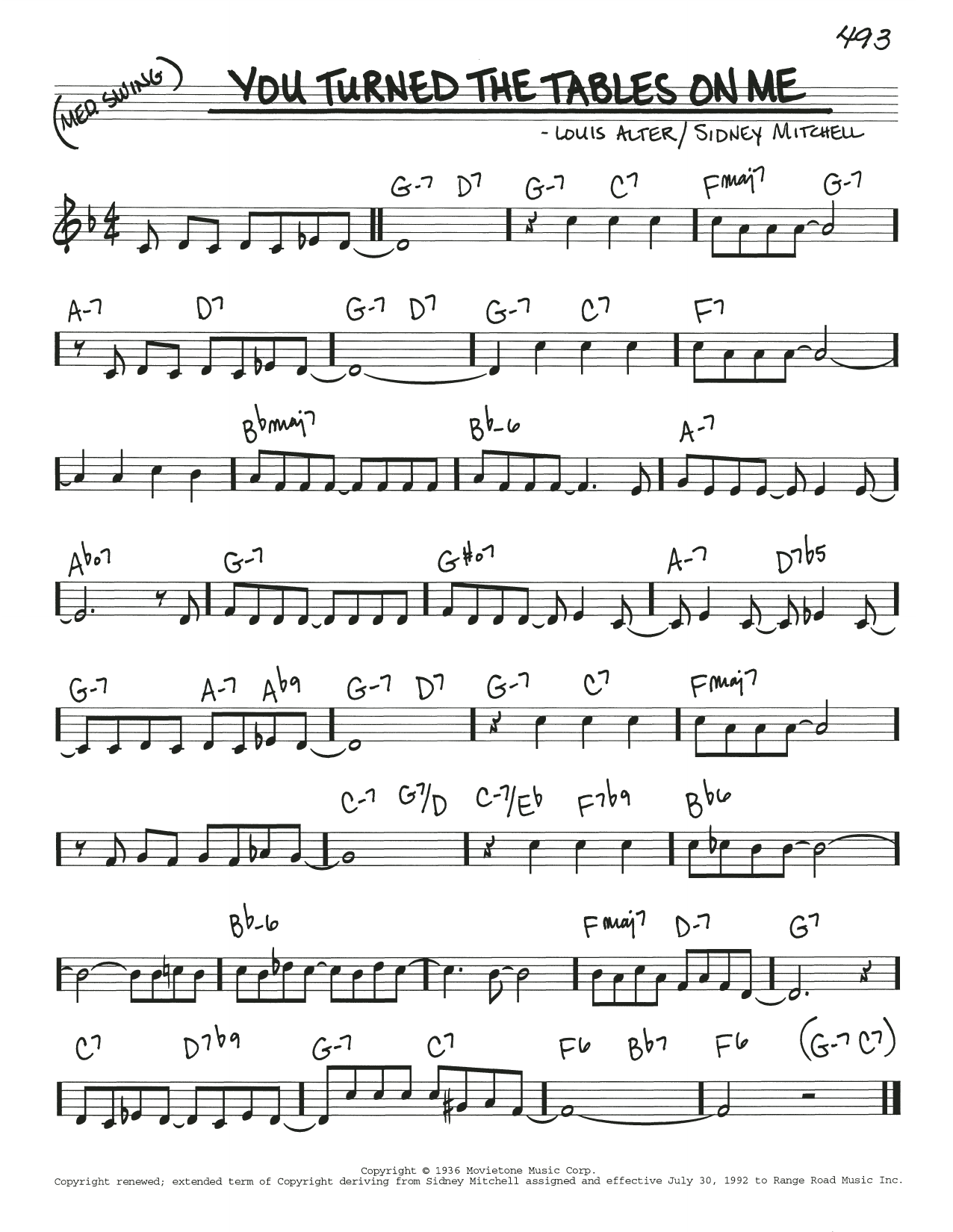 Sidney D. Mitchell You Turned The Tables On Me Sheet Music Notes & Chords for Real Book – Melody & Chords - Download or Print PDF