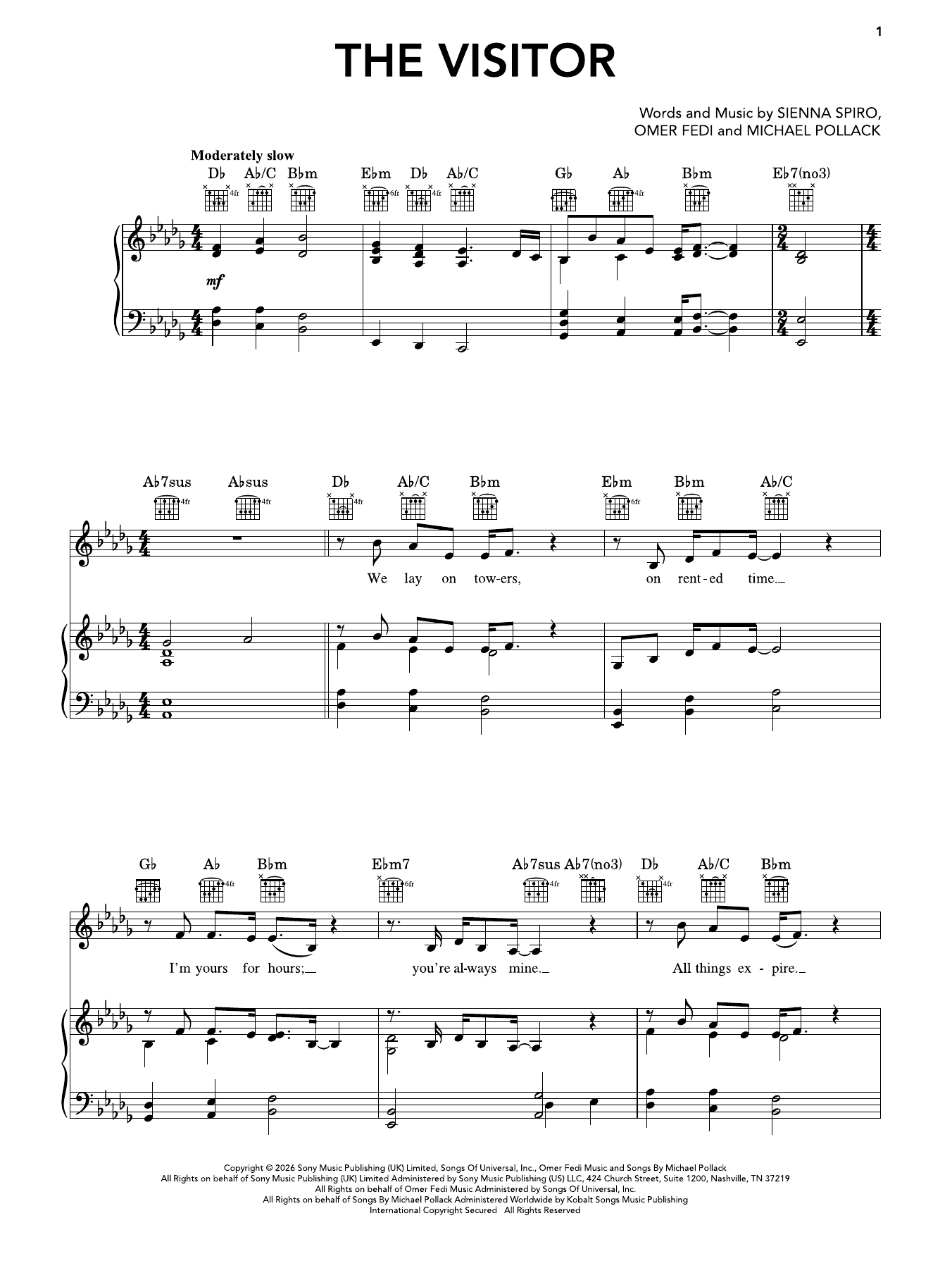 Sienna Spiro The Visitor Sheet Music Notes & Chords for Super Easy Piano - Download or Print PDF