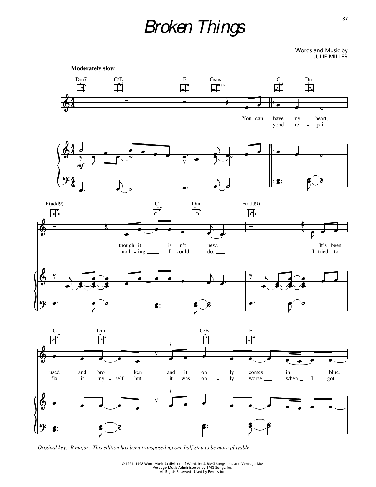 Sierra Broken Things Sheet Music Notes & Chords for Piano, Vocal & Guitar Chords (Right-Hand Melody) - Download or Print PDF